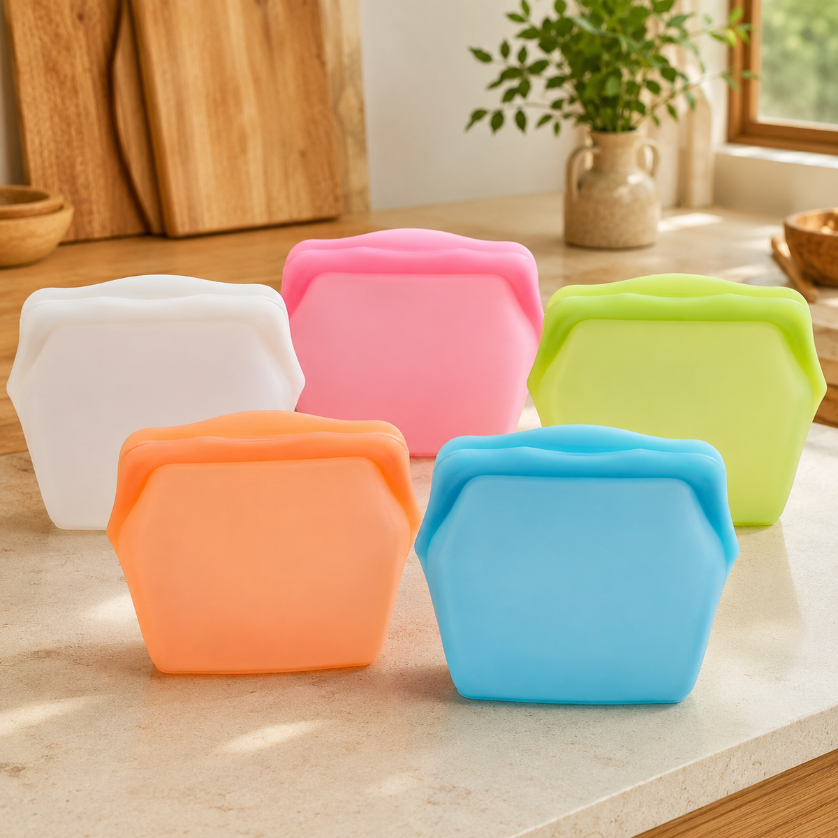 Stand-Up Food-Grade Silicone Storage Bag, 4-Cup / 1L