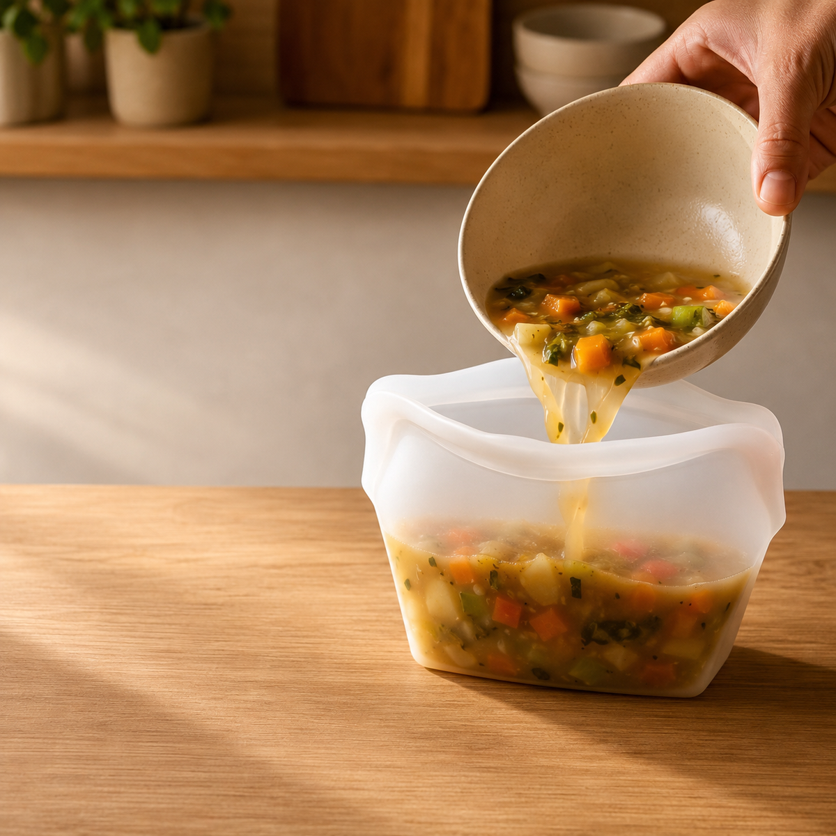 Stand-Up Food-Grade Silicone Storage Bag, 4-Cup / 1L