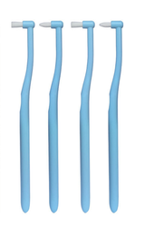 Single-bristle toothbrush with pointed head, flat head, soft bristles, small head, for cleaning interdental spaces, wisdom teeth, and braces.