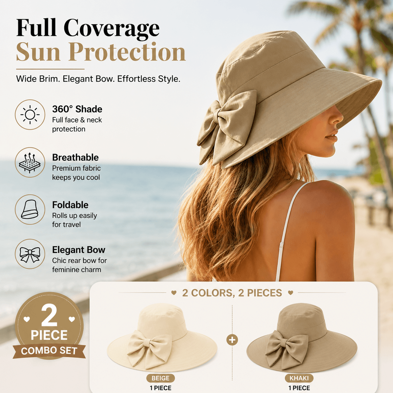 2 Hats - Beige + Khaki