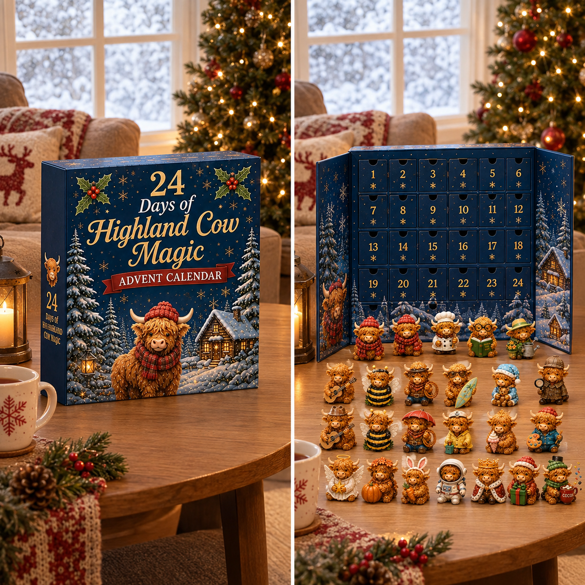 🎅Christmas Sale 49%24 Days of Highland Cow Advent Calendar