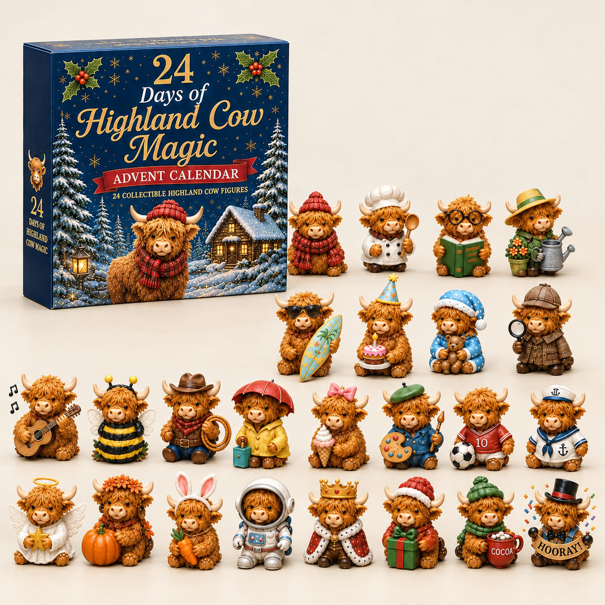 🎅Christmas Sale 49%24 Days of Highland Cow Advent Calendar