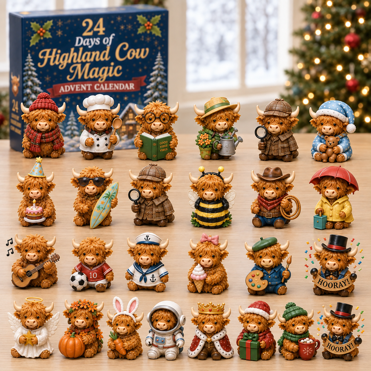 🎅Christmas Sale 49%24 Days of Highland Cow Advent Calendar