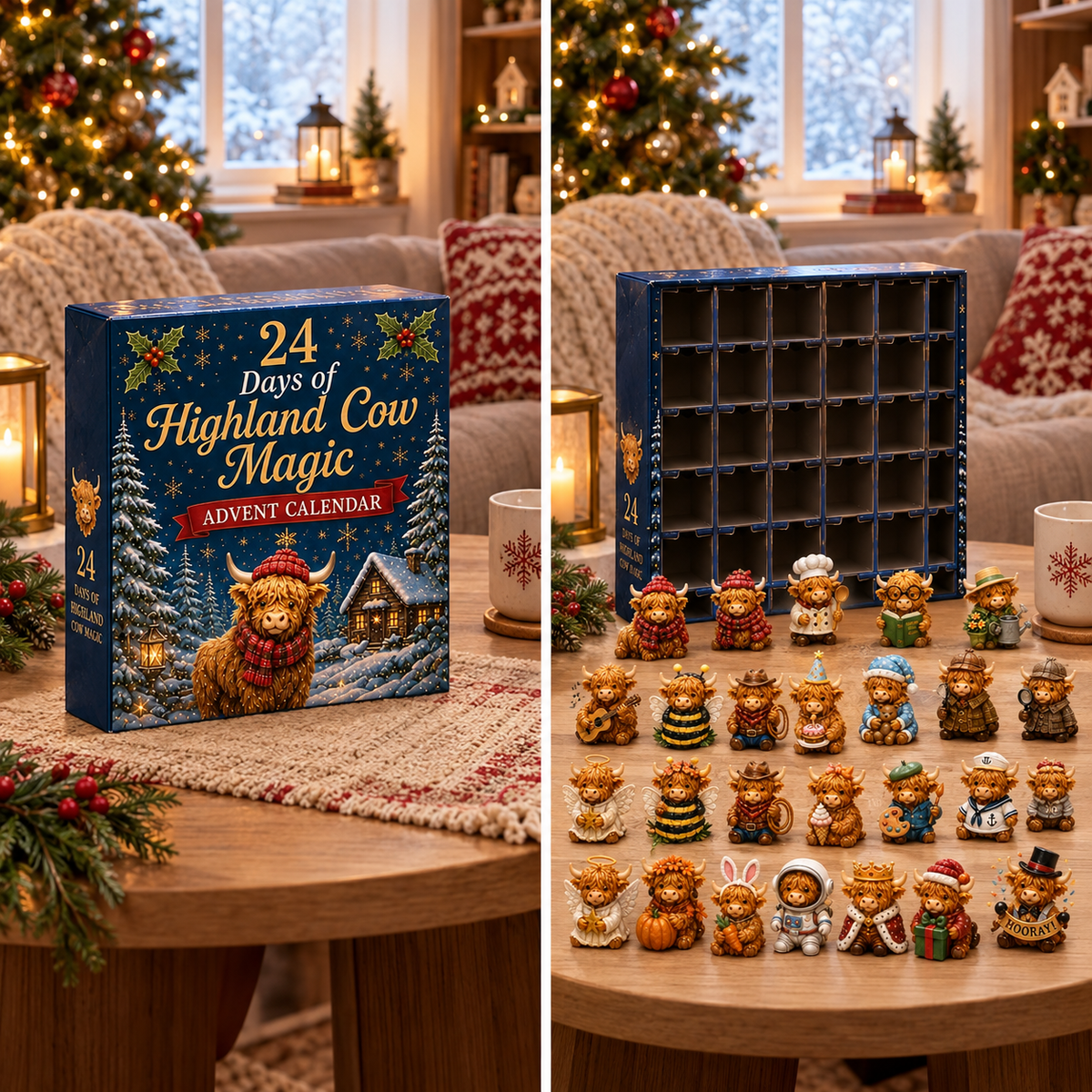 🎅Christmas Sale 49%24 Days of Highland Cow Advent Calendar