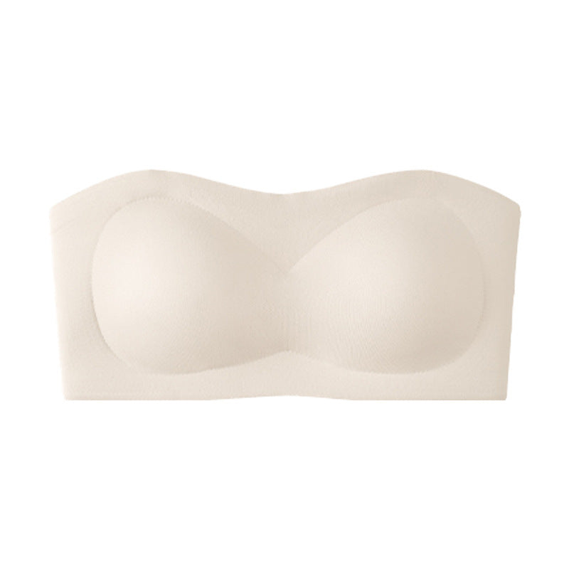 💞Womens Strapless Bras Push Up Bandeau Bra Non Slip Wireless Supportive Padded Bras Seamless Comfortable Tube Jelly Bra